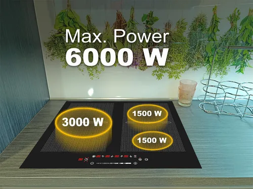 Acopino KMI4DF: Modernes Induktions-Glaskeramikkochfeld mit 2 flexiblen Kochzonen