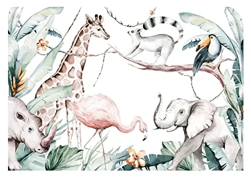 WallArena - Vlies Fototapete Kinderzimmer 312x219 cm Dschungel Papagei Tiere Pflanzen für Kinder - Fototapeten Tapeten für Kinder Kindertapete - Vliestapete Wandtapete Tapete 3D Effekt