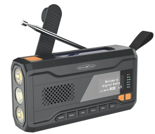 Reflexion TRA562DAB Multifunktionales Outdoor- und Solarkurbelradio - Tragbare AM/FM Radios mit Bluetooth, ideal für Outdoor-Aktivitäten und autarke Stromversorgung durch Solartechnologie.