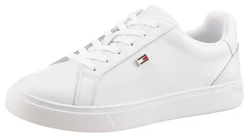 Tommy Hilfiger FLAG COURT SNEAKER Damen - Sportliche Sneaker aus hochwertigem Leder mit TH-Logo, ideal für Freizeitoutfits. Fällt klein aus, bitte eine Größe größer bestellen. Perfekt für modische Akzente!