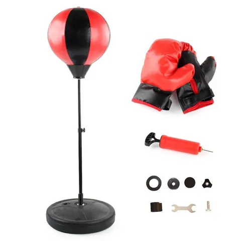 Tragbares Boxing-Set für Kinder – Boxhandschuhe & Standboxsack Rot/Schwarz - Ideal für Kinder ab 3 Jahren: Dieses tragbare Boxing-Set fördert Spaß und Bewegung. Mit einstellbarer Höhe und stabiler Basis bietet es effektives Training für Koordination und Reaktion.