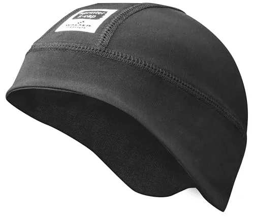 Walser Untermütze, Fleece Mütze Skihelm, Unterziehmütze Fahrradhelm, Skimütze schwarz, Fahrradmütze, Sportmütze Größe S/M 52-57 43609