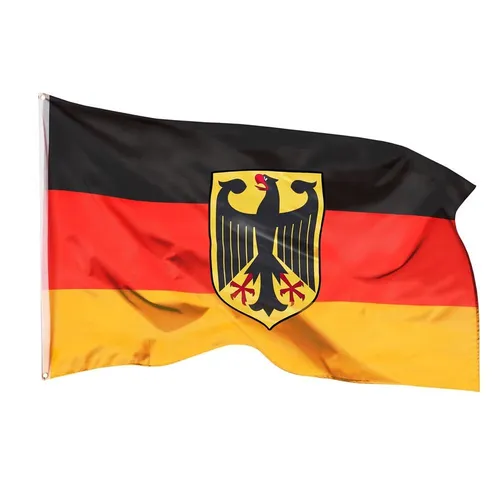 Flagge Deutschland mit Adler 90x150 cm – Doppelt sichtbar - Hochwertige Fahne mit Adlermotiv, ideal für patriotische Anlässe. Aus 100% Polyester, maschinenwaschbar und doppelseitig. Perfekt für drinnen und draußen!