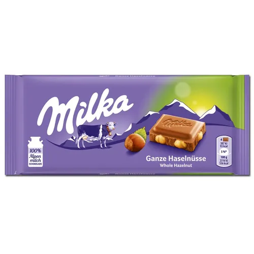 Milka Ganze Haselnüsse Schokolade 95g