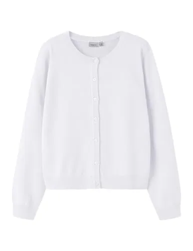 NAME IT Mädchen Nkfvalane Ls Knit Card Noos, Cloud Dancer, 134/140 cm