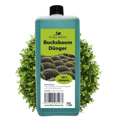 Buchsbaum Flüssigdünger Flora Boost für alle Buxus Sorten geeignet 1 Liter