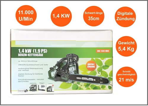 Mr. GARDENER Benzin-Kettensäge BKS 1335 WKS – Leistungsstark und Mobil