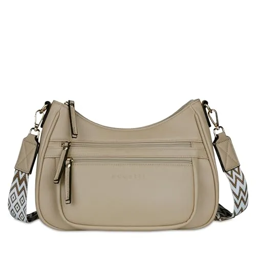 bugatti Mare 3.0 Umhängetasche für Damen – stilvolle Schultertasche aus Kunstleder, beige