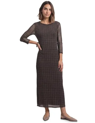 Street One Damen Midikleid aus Mesh mit Karomuster von Street One