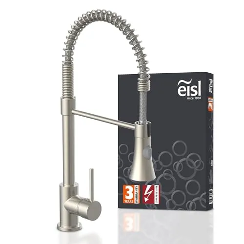 EISL Spültischarmatur LEON - Ausziehbare Brause für Ihre Küche - Armatur für die Küche mit herausziehbarer Brause, ideal für flexibles Spülen und Reinigen, schwenkbar und in edlem Edelstahl-Finish.