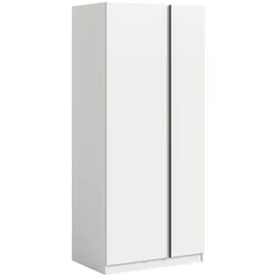 Mid.you Drehtürenschrank 80 cm in Weiß - Moderner Drehtürenschrank aus hochwertigem Kunststoff mit 3 Fächern und praktischer Kleiderstange. Ideal für Ihr Schlafzimmer und sorgt für Ordnung. FSC Mix ausgezeichnet.