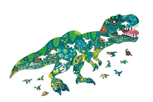 Hape Schimmerpuzzle „Dinosaurier“ – 200 Teile, Puzzle für Kinder mit Glanzeffekt, Lernspielzeug und Motorikspiel, Dino Puzzle, Spielzeug für Kinder ab 3 Jahren