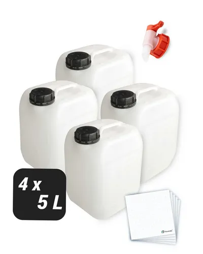 Trevendo Kanister 4er Set Kanister - lebensmittelecht - 5 Liter, Lebensmittelecht