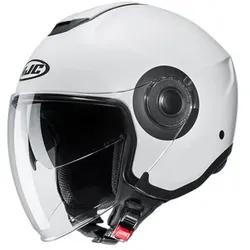 HJC Motorrad-Jethelm i40N Perlweiss, M - Motorradhelm aus schlagfestem Polycarbonat, leicht mit nur 1250 g. Ausgestattet mit schnellem Kinnriemen und UV-beständigem Visier für optimalen Schutz.