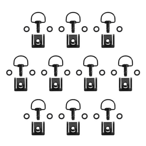 MOTO4U Motorrad-Schnellspanner, 1/4-Drehung, 14 mm, D-Ring-Länge in Dunkelschwarz, 10 Stück