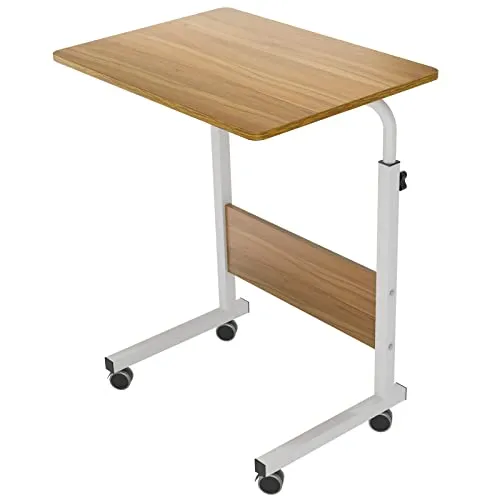 sogesfurniture höhenverstellbar Laptoptisch Laptopständer Computertisch mit Rollen, mobiler Beistelltisch Pflegetisch für Bett und Sofa, 60 * 40 * 71-90cm, Eiche 05#1-60OK-BH