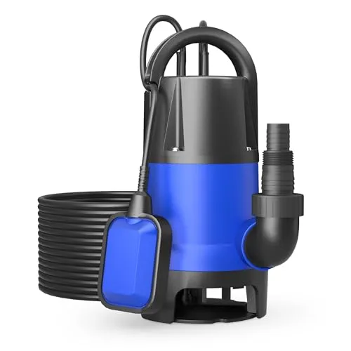 Schmutzwasserpumpe 550 W - Leistungsstarke Tauchpumpe für effektive Entwässerung - Wasserpumpen - Ideal für Garten, Teich und Kellerentwässerung, bewältigt Fremdkörper bis 35 mm und überzeugt durch robustes, leicht transportierbares Design.