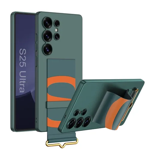 Für Samsung Galaxy S25 Ultra GKK Ultra dünne Hülle mit Armband Halter Cover Grün