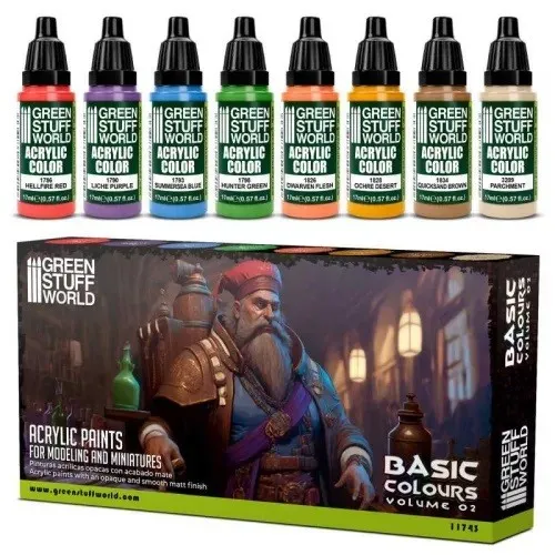 Green Stuff World GSW11743 Farbset Basisfarben 02 (8x17ml)