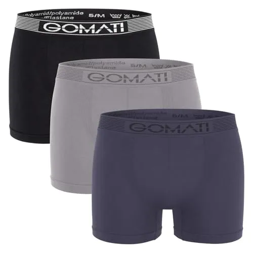 Gomati Herren Seamless Pants (3er Pack) Nahtlose Boxershorts aus Microfaser-Elasthan - Grey Tones XL