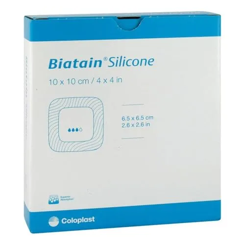 BIATAIN Silicone Schaumverband 10x10 cm - 10 Stück - Erste-Hilfe-Heftpflaster & Verbandsmaterial, besonders hautfreundlich und ideal für die Wundheilung.