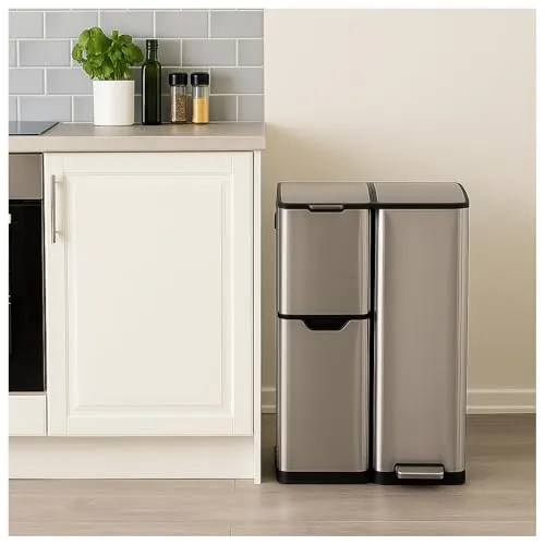 HTI-Living Mülleimer Jannik - 3-fach Mülltrennsystem mit 60 Litern - Haushaltszubehör: Innovatives 3-fach-Trennsystem für platzsparende Mülltrennung, elegantes Design und einfache Reinigung – ideal für jede Küche.