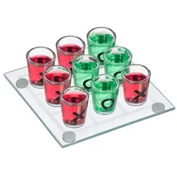 Relaxdays Tic Tac Toe Trinkspiel Weiß,Schwarz,Transparent