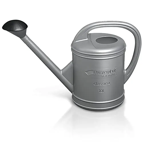 Gießkanne mit Brausekopf 10 L Kunststoff Gartengießkanne Garten Pflanzen Blumen Silber