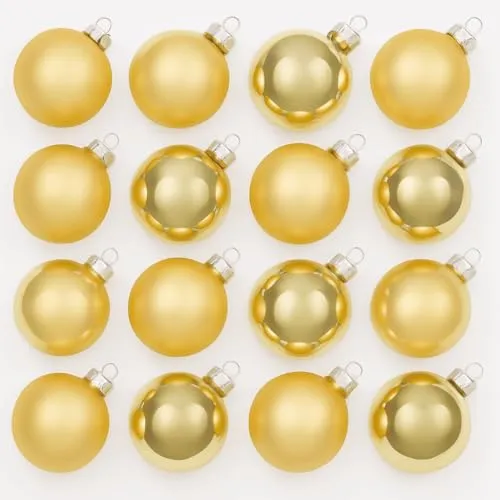 18er Set Weihnachtskugeln Echtglas Kugeln Glaskugeln Weihnachten Weihnachtsdeko Christbaumkugeln Ø 4 cm - Gold (10 x glänzend - 8 x matt)