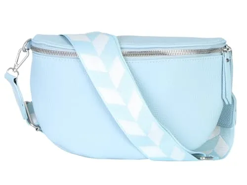 simaranda Damen Bauchtasche stylisch Umhängetasche Hüfttasche Bodybag Gürtel Crossbody Bag Schultertasche mit Verstellbaren Gurt 25 (Hellblau, Klein 23 x 14 x 7 cm)