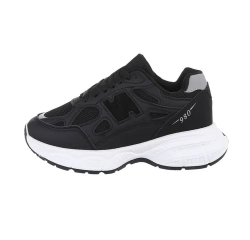 Ital-Design Damen Low-Top Freizeit Sneaker (84556899) Flach Sneakers Low in Schwarz