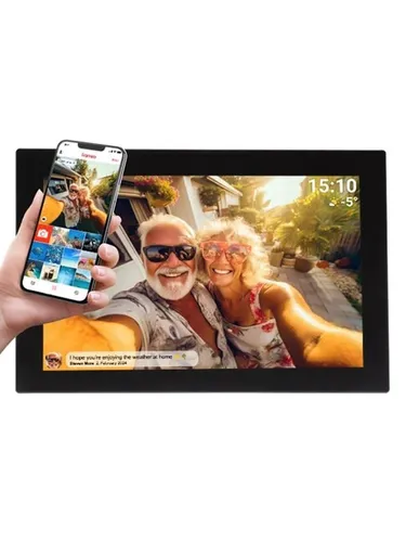 Denver Frameo PFF-1037 Schwarz - Digitaler Bilderrahmen - Digitale Bilderrahmen mit 10,1-Zoll-Display, 16 GB internem Speicher und Zwei-Übertragungsmöglichkeiten. Ideal für die Präsentation deiner Lieblingsfotos in Diashow-Format.