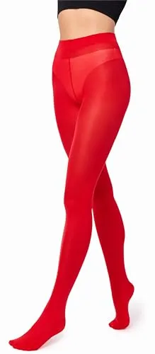 Merry Style Bunte Damen Strumpfhose Microfaser 40 DEN (Rot, 4 (40-44))