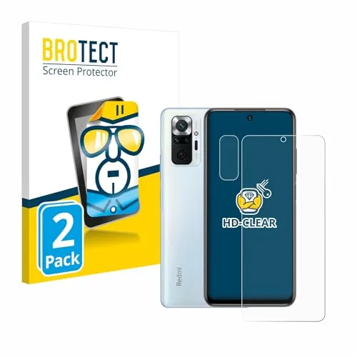 BROTECT 2 Stück Schutzfolie für Xiaomi Redmi Note 10 Pro (Display+Kamera) Displayschutz Folie Made in Germany, Ultra-Klar