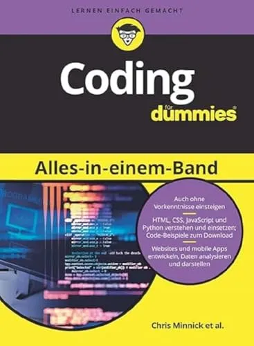 Coding Alles-in-einem-Band für Dummies - Projektmanagement-Buch, das alle Aspekte des Codings abdeckt und ideal für Einsteiger sowie Fortgeschrittene ist.