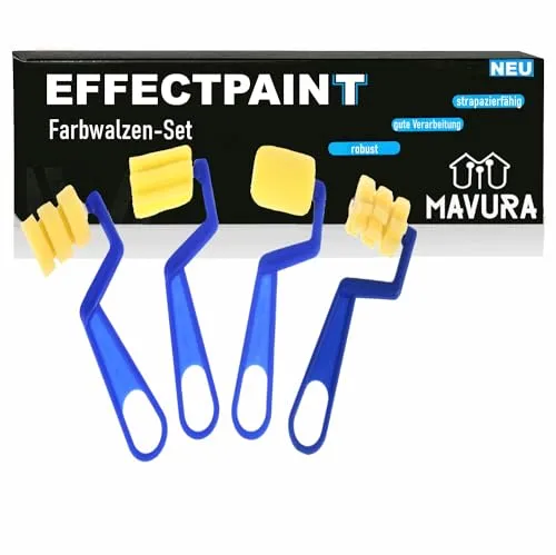 EFFECTPAINT Farb Roller Muster Maler Set Struktur, Effekt Relief Walze Effektroller 4-teilig