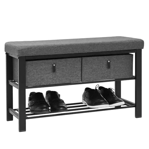 DuneDesign Schuhbank mit Sitzfläche - 81x32x50 - Drohnen Zubehör: 2-in-1 Schuhbank mit Stauraum und belastbarer Sitzfläche bis 300 kg - ideal für platzsparende Flure und vielseitig einsetzbar.