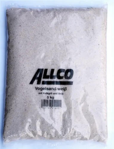 Weißer Vogelsand | 25kg Vogeleinstreu mit Kalkgrit
