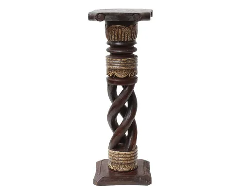 Oriental Galerie Blumensäule - Gedrehtes Holz in Dunkelbraun, Klein - Dekorative Blumensäule im Antik Look aus handgefertigtem Albesiaholz, ideal als stilvolle Dekoration oder Sockel für Dekoobjekte. Verfügbar in 3 Größen und vielen Farben.