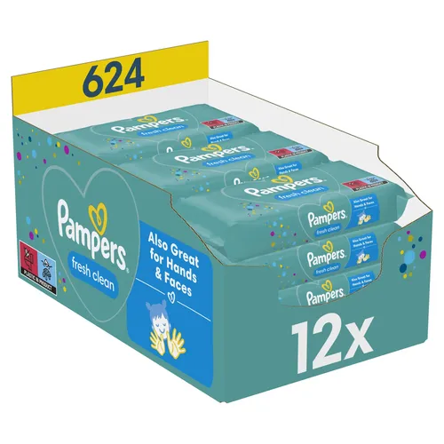 Pampers Feuchte Tücher Fresh Clean 12x Babyfeuchttücher, 624 Stück