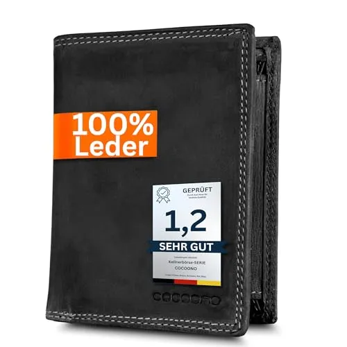 Cocoono Geldbörse aus Echtleder mit RFID-Schutz – Stilvolles Portemonnaie für Herren mit praktischen Fächern
