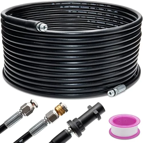 15m Rohrreinigungsschlauch Set für Kärcher K2, K3, K4, K5, K6, K7 inkl. 2 Düsen und Adapter Abflussreiniger Schlauch Hochdruckreiniger 180 bar
