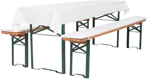 TexDeko Bierbankauflagen-Set mit Tischdecke 100x250cm in weiß von TexDeko