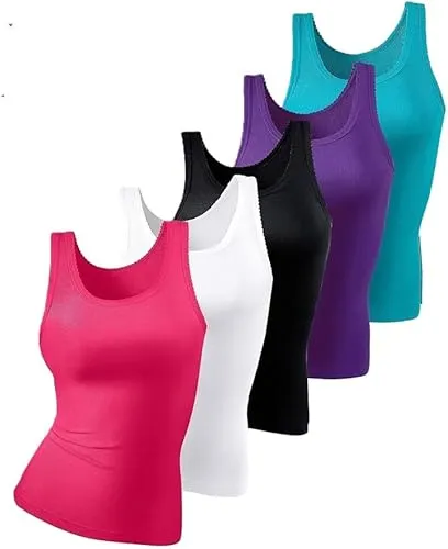 PETITE FLEUR Damen Unterhemd 5er-Pack - Tops, T-Shirts & Blusen für Damen – Praktisches 5er-Pack mit schöner Muschelkante und weicher Feinripp-Qualität aus reiner Baumwolle.