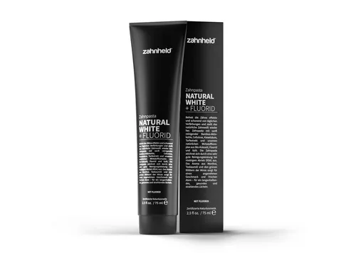 Zahnheld Zahnpasta Natural White Zahncreme mit Aktivkohle & Flourid - für hellere Zähne, (0-St) Zahnpflege mit Torfextrakt, Bambus-Aktivkohle, Kieselsäure & Cellulose