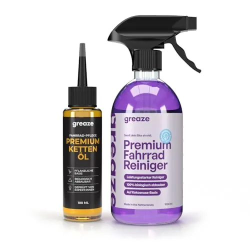 greaze Premium Fahrrad Kettenöl Reinigungsset Light - Fahrrad-Öle - Nachhaltige Kettenpflege für reibungslose Fahrten, biologisch abbaubar und punktgenau anwendbar.