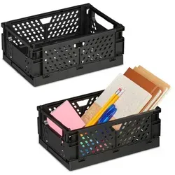 Relaxdays Kleine Klappbox im 2er Set Schwarz