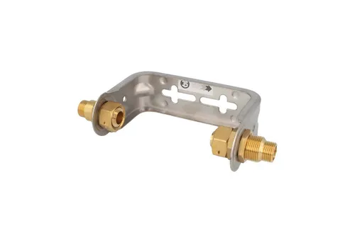 JS Wasserzähler-Bügel 1/2 x 1/2 Zoll - Edelstahl für Einstrahlzähler - Sanitärinstallation, robuster Edelstahl-Bügel mit zwei Verschraubungen, ideal für Wohnungswasserzähler mit Baulänge 80 mm, einfach zu installieren und langlebig.