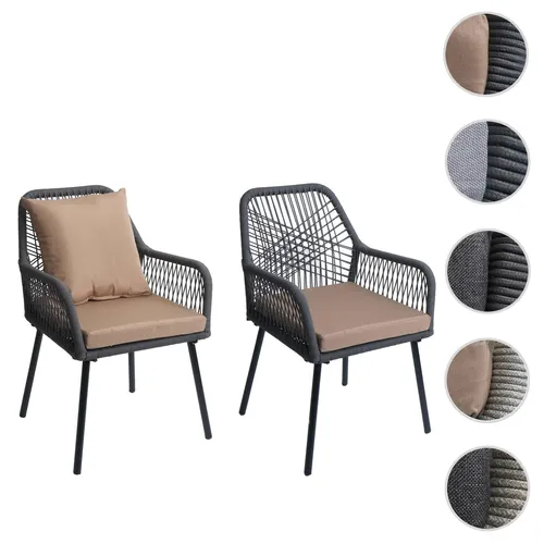 Gartenstuhl HWC-O12 2er-Set mit Sitzpolster in beige von Heute-Wohnen