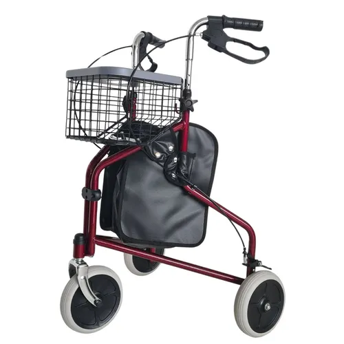 abc HOME Rollator für Innenbereich - klappbar und verstellbare Höhe (Rot) - Rollator für Innenbereich mit Metallkorb und Tasche, klappbar für einfache Aufbewahrung und verstellbarer Griffhöhe für optimalen Komfort.